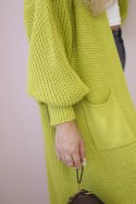 Sweter długi kardigan pistacjowy  