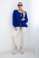 Sweter z wiązaniem z przodu chabrowy  