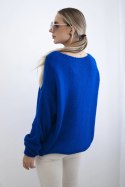 Sweter z wiązaniem z przodu chabrowy  