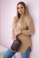 Sweter z włosem camelowy  