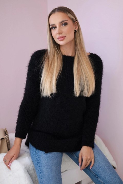 Sweter z włosem czarny  