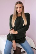 Sweter z włosem khaki  