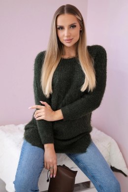 Sweter z włosem khaki  