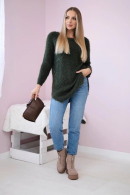 Sweter z włosem khaki  