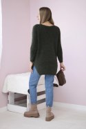 Sweter z włosem khaki  