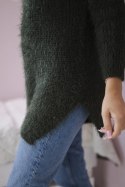 Sweter z włosem khaki  