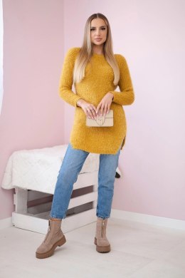 Sweter z włosem musztardowy  