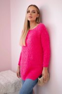Sweter z włosem różowy neon  