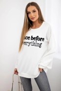 Bluza z haftowany napisem ecru  