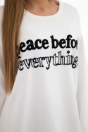 Bluza z haftowany napisem ecru  