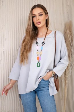 Bluzka oversize z wisiorkiem Masełko szara  