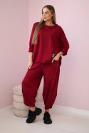 Komplet bawełniany bluza + spodnie bordowy  