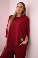 Komplet bawełniany bluza + spodnie bordowy  