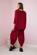 Komplet bawełniany bluza + spodnie bordowy  
