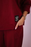 Komplet bawełniany bluza + spodnie bordowy  