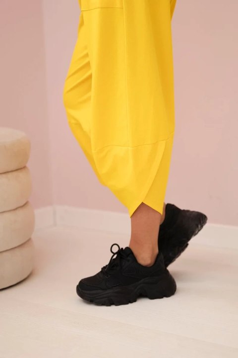 Komplet bawełniany bluza + spodnie ciemny żółty  