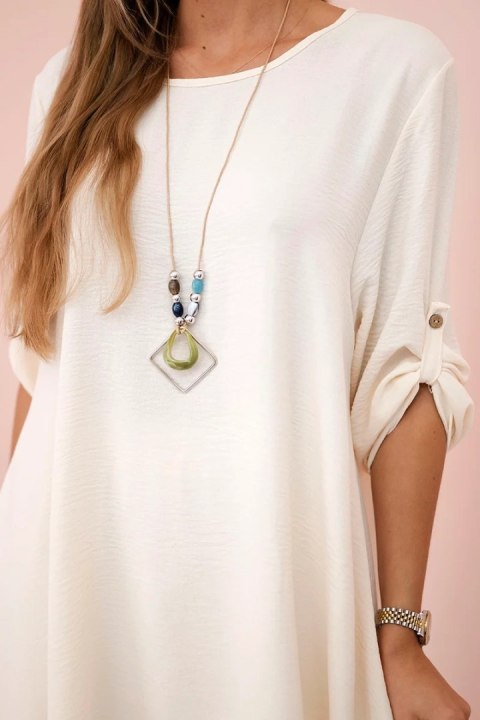 Komplet bluzka + spodnie z wisiorkiem jasny beżowy  