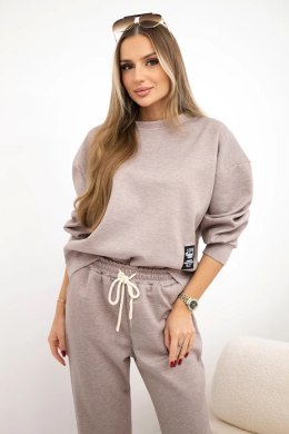 Komplet masełko bluza + spodnie beżowy melanż  