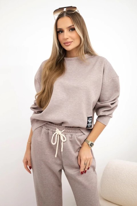 Komplet masełko bluza + spodnie beżowy melanż  