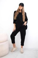 Komplet punto bluza + spodnie czarny  