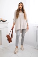Koszula bawełniana muślinowa Plus Size beżowa  