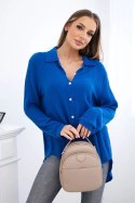 Koszula bawełniana muślinowa Plus Size chabrowa  