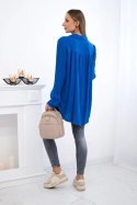 Koszula bawełniana muślinowa Plus Size chabrowa  