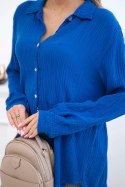 Koszula bawełniana muślinowa Plus Size chabrowa  