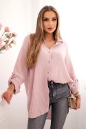 Koszula bawełniana muślinowa Plus Size ciemny pudrowy róż  