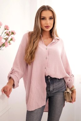 Koszula bawełniana muślinowa Plus Size ciemny pudrowy róż  