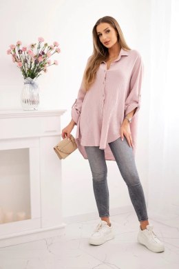 Koszula bawełniana muślinowa Plus Size ciemny pudrowy róż  