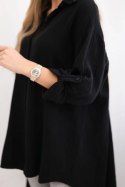 Koszula bawełniana muślinowa Plus Size czarna  