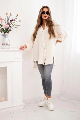 Koszula bawełniana muślinowa Plus Size jasno beżowa  