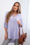 Koszula bawełniana muślinowa Plus Size jasno fioletowa  
