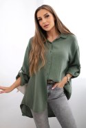 Koszula bawełniana muślinowa Plus Size khaki  