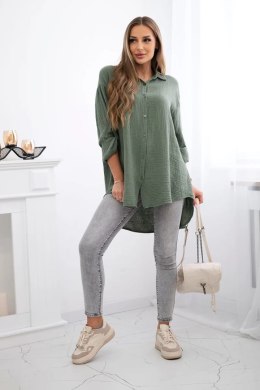 Koszula bawełniana muślinowa Plus Size khaki  