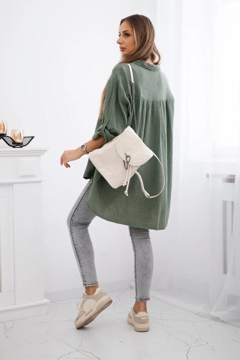 Koszula bawełniana muślinowa Plus Size khaki  
