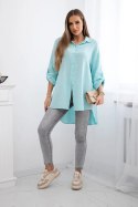 Koszula bawełniana muślinowa Plus Size miętowa  