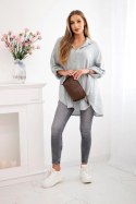 Koszula bawełniana muślinowa Plus Size szary  