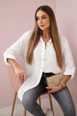 Koszula bawełniana muślinowa oversize biała  