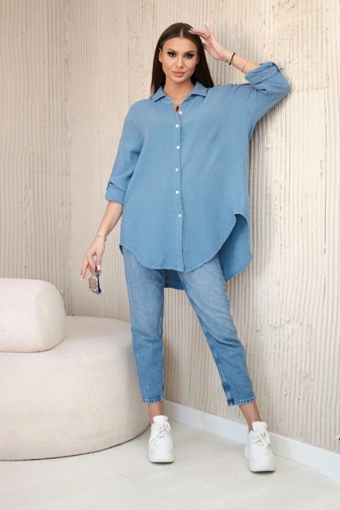 Koszula bawełniana muślinowa oversize jeansowy  