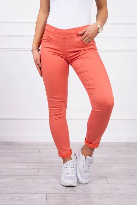 Spodnie kolorowy jeans ciemno morelowe  