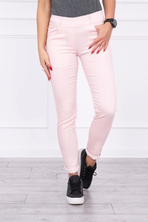 Spodnie kolorowy jeans jasny pudrowy róż  