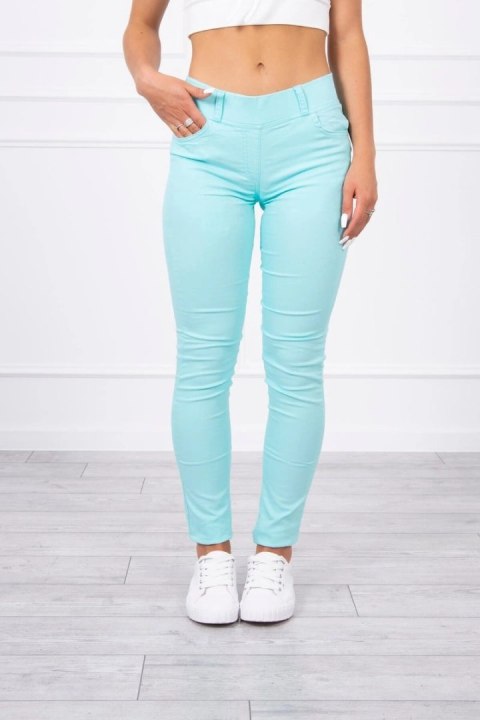 Spodnie kolorowy jeans miętowe  