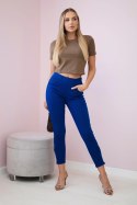 Spodnie kolorowy jeans z kokardką chabrowa  