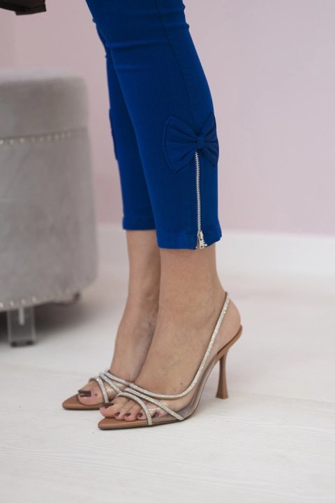 Spodnie kolorowy jeans z kokardką chabrowa Spodnie kolorowy jeans z kokardką chabrowa