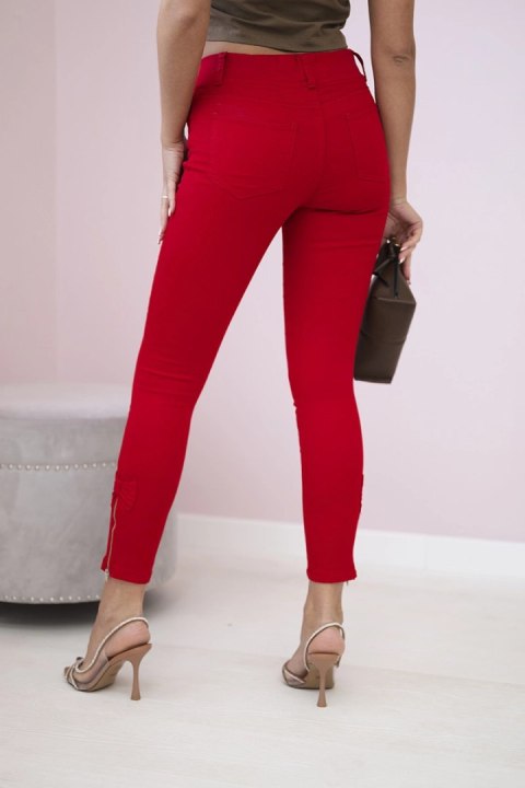 Spodnie kolorowy jeans z kokardką czerwony Spodnie kolorowy jeans z kokardką czerwony
