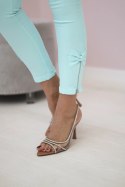 Spodnie kolorowy jeans z kokardką miętowe  