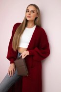 Sweter długi kardigan bordowy  