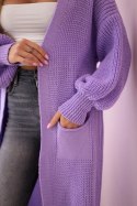 Sweter długi kardigan jasny fioletowy  